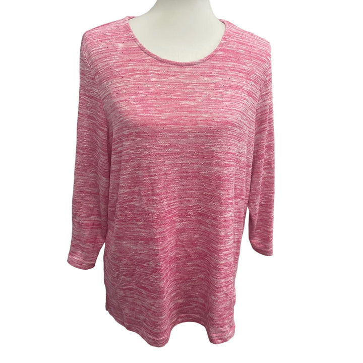 Croft &amp; Barrow Large Long Sleeve Sparkle Studded Rayon Blend Soft Top