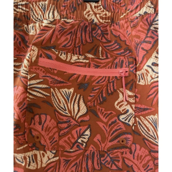 New Eddie Bauer Womens Vibrant Orange Tropical 3" Inseam UPF 50+ Swim Shorts