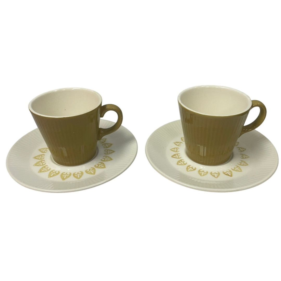 2 Vintage 1960s Sheffield Serenade Solid White and Gold Teacup Saucer Sets