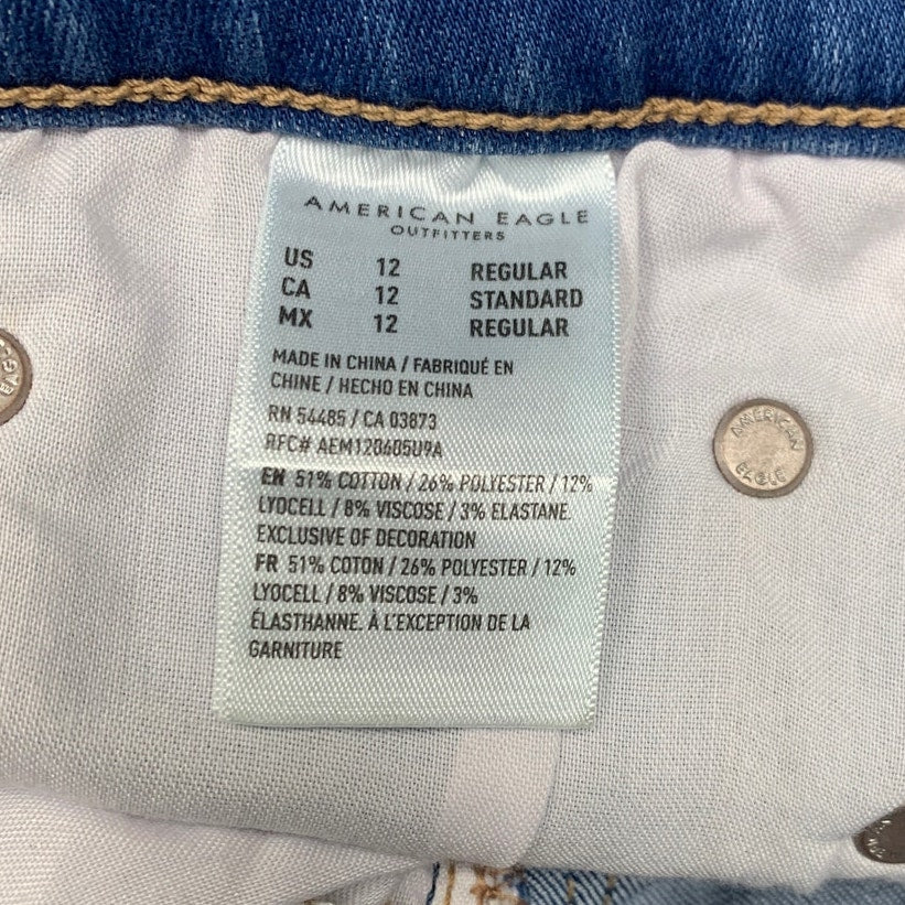 New American Eagle Womens Size 12 Distressed Ripped High Rise Denim Jeggings