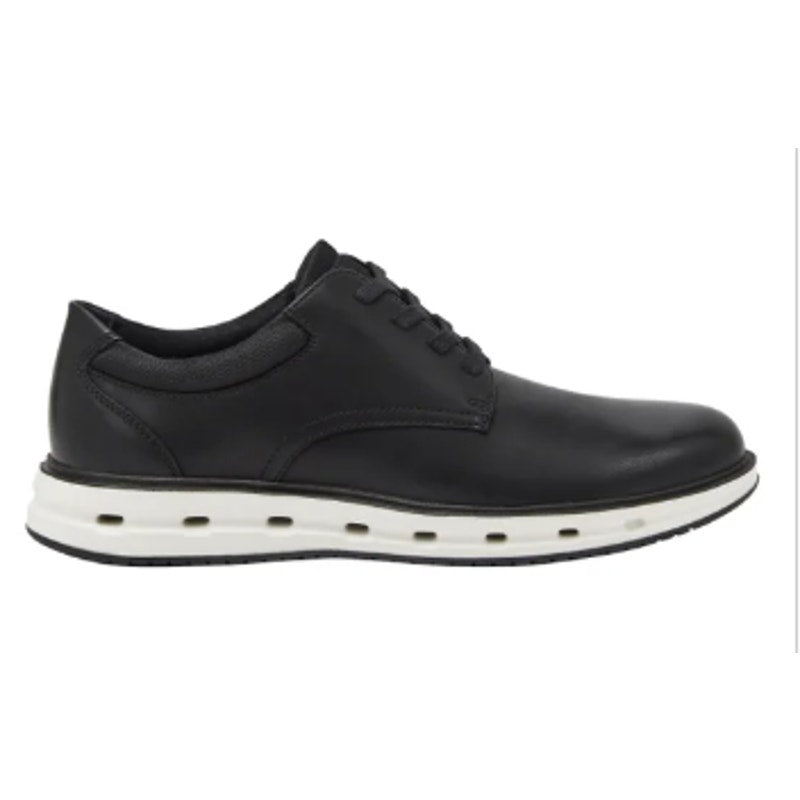 New In Box Lands End Mens Size 9.5 Black Faux Leather Lace Up Sport Oxford Shoes