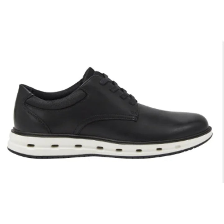 New In Box Lands End Mens Size 9.5 Black Faux Leather Lace Up Sport Oxford Shoes