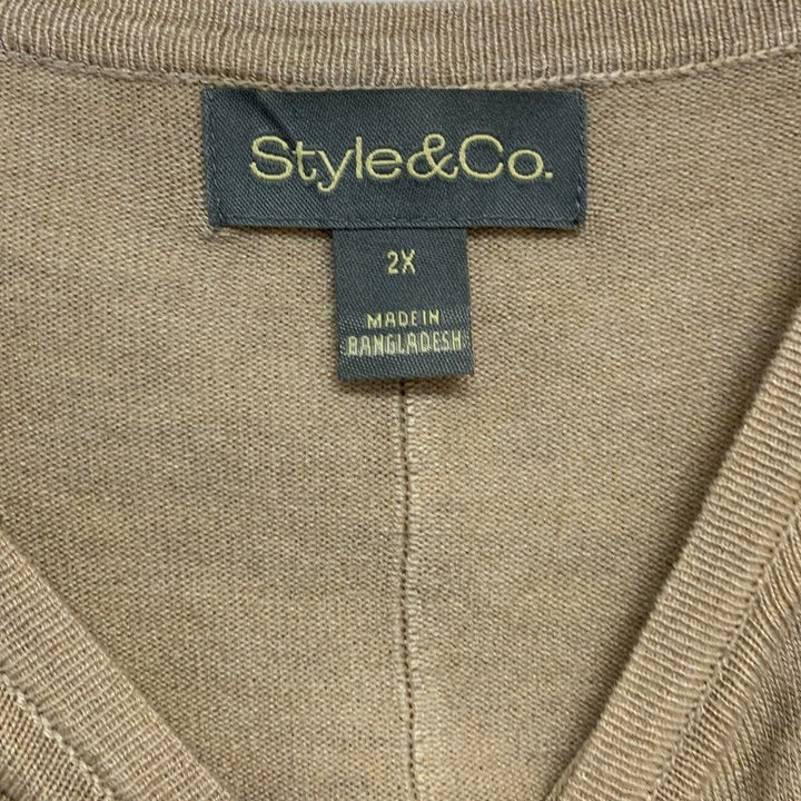 NWT New Style &amp; Co Womens 2X Heathered Long Sleeve Scoop Neck Knit Sweater
