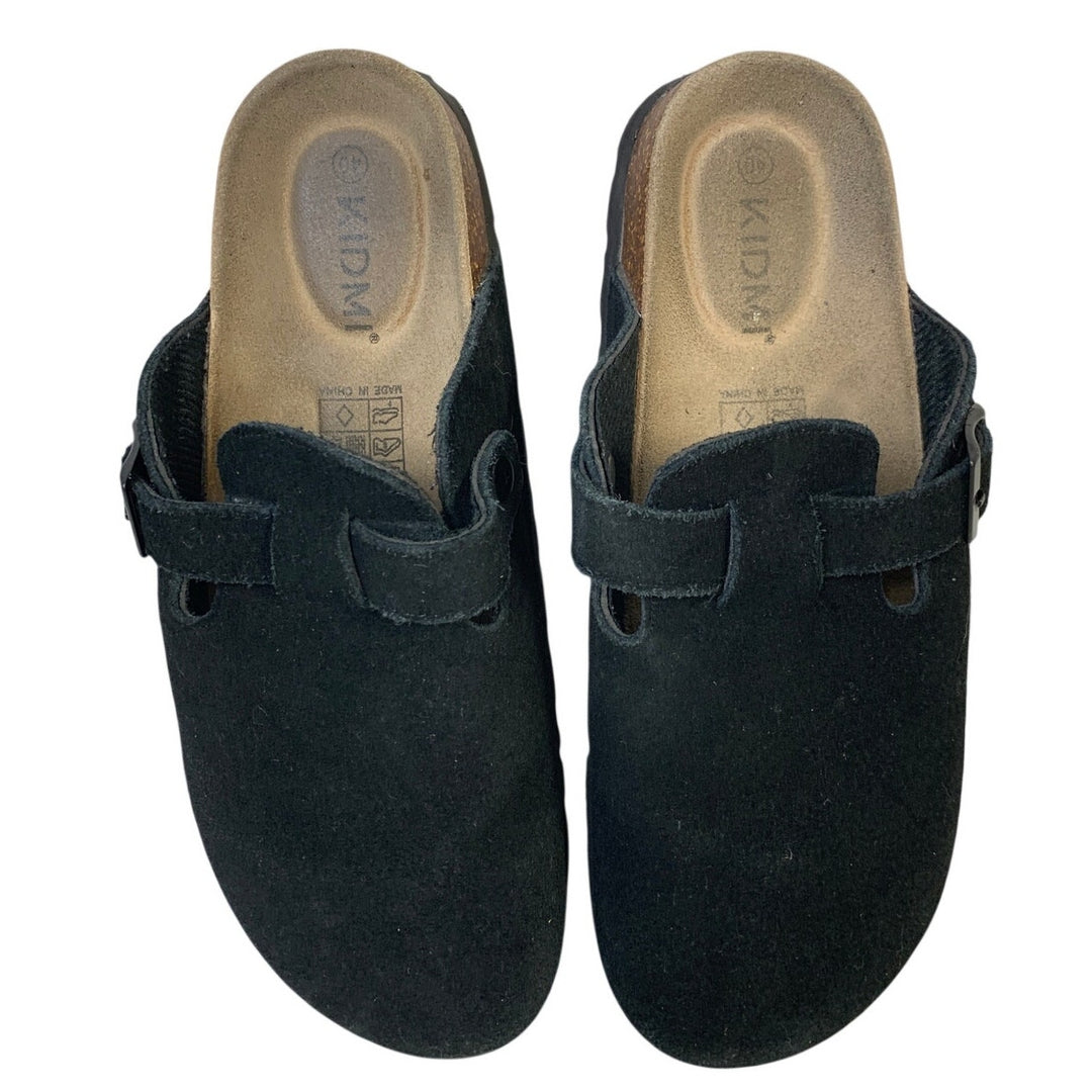 Kidmi Womens Size 8.5 Black Faux Suede Cork Clogs Closed Round Toe Slip On Shoes