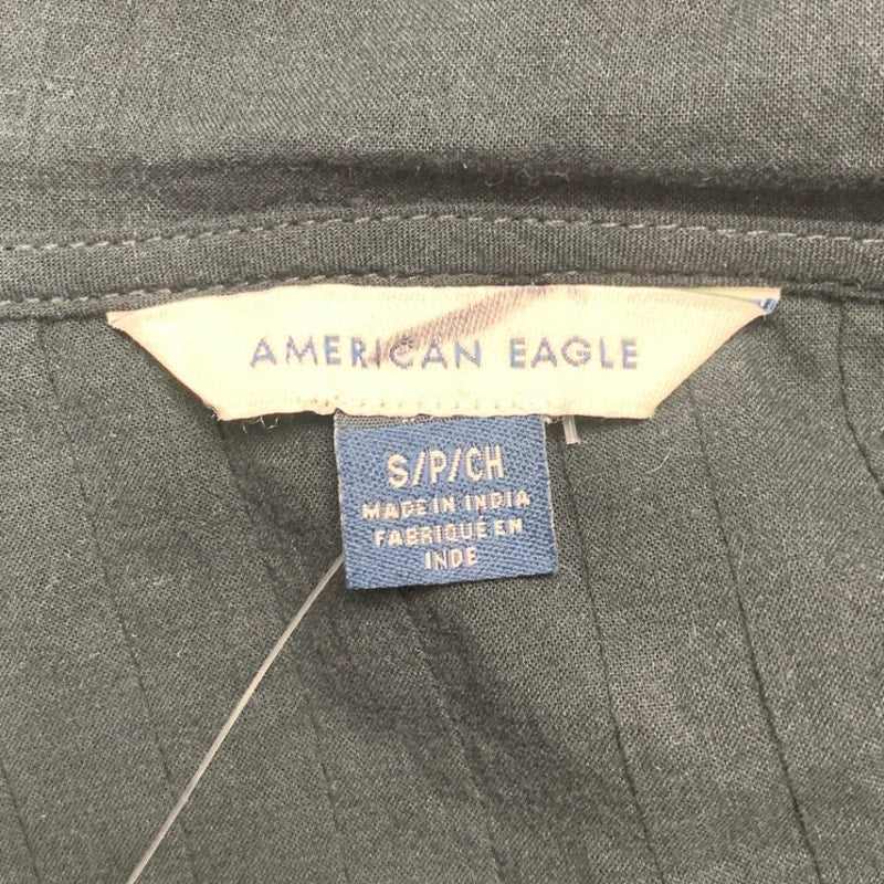 New American Eagle Womens Small Black Long Sleeve Lace Collar Button Down Shirt