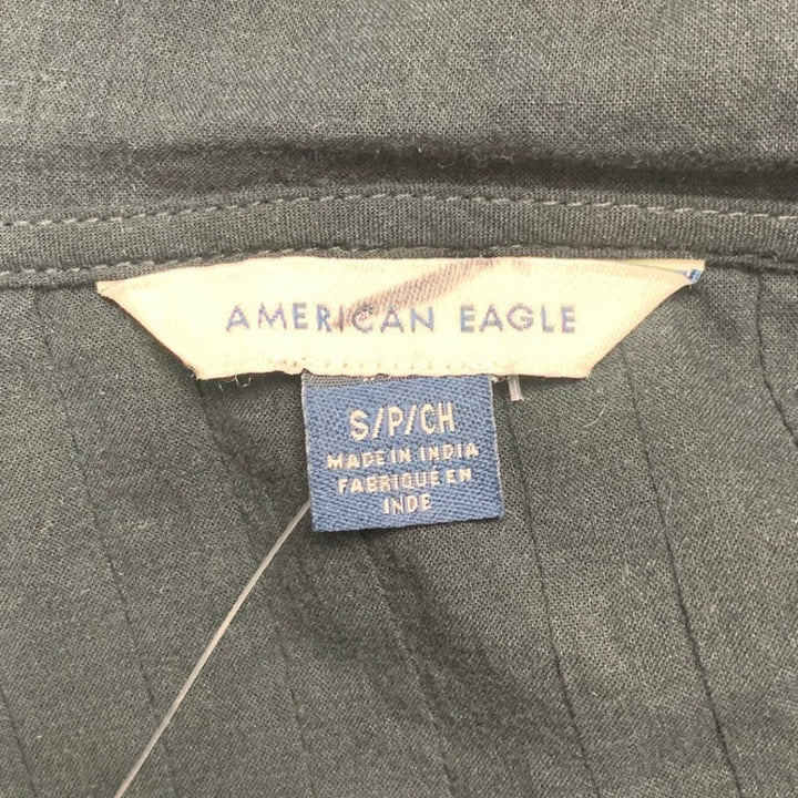New American Eagle Womens Small Black Long Sleeve Lace Collar Button Down Shirt