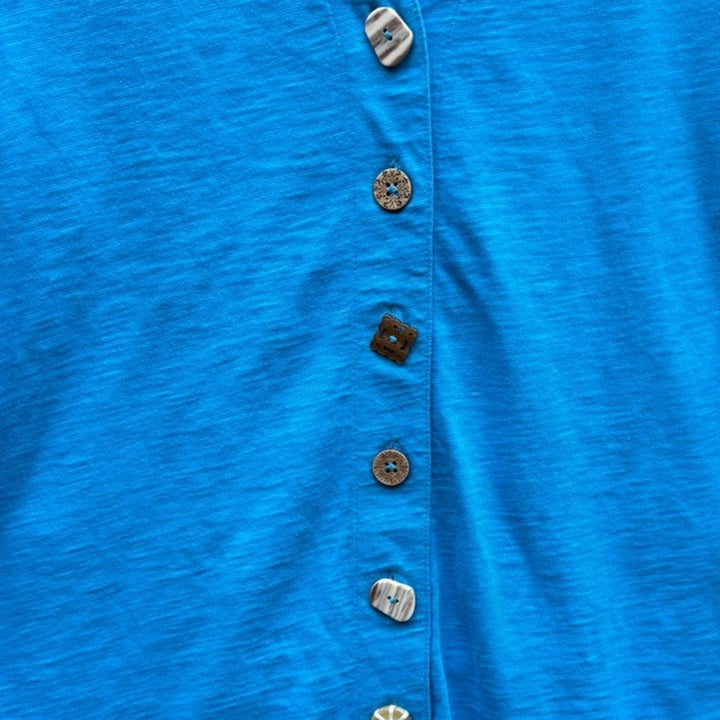 New Soft Surroundings Womens Medium Heathered Button Up Half Sleeve Shirt