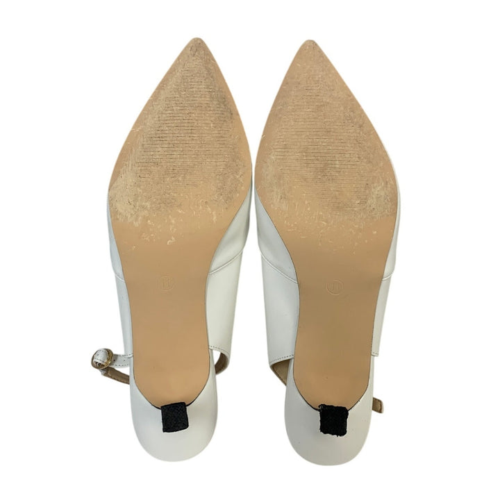 Rilista Womens Size 11 White 3.5" Heel Sling Back Closed Pointed Toe Shoes