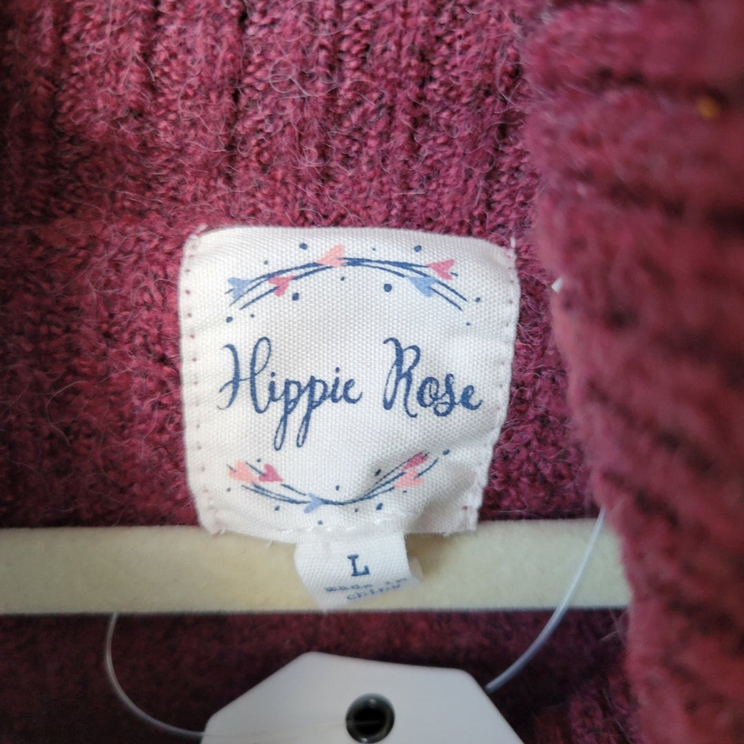 NWT New Hippie Rose Juniors Large Wine Red Turtleneck Polyester Tunic Sweater
