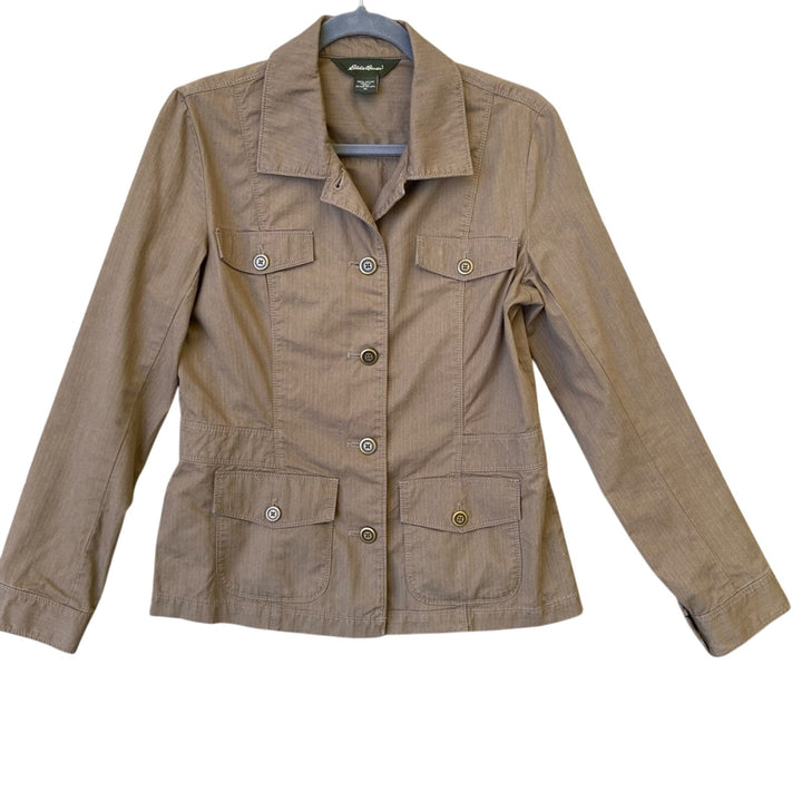 Eddie Bauer Womens Medium 100% Cotton Button Up Long Sleeve Jacket w Pockets