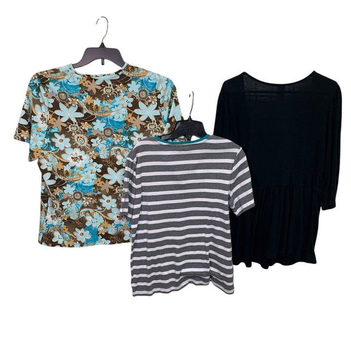 Lot of 3 TanJay Croft &amp; Barrow Womens Large Short Sleeve Floral Shirts Blouses