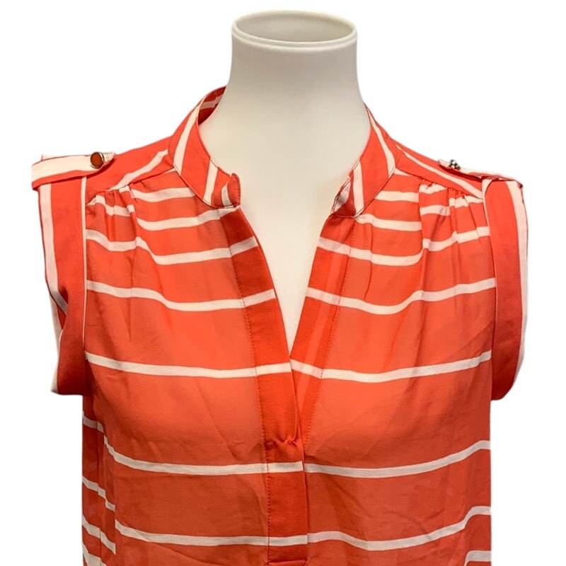Antilia Femme Womens Small Sheer Striped Sleeveless Tank Top Blouse Shirt