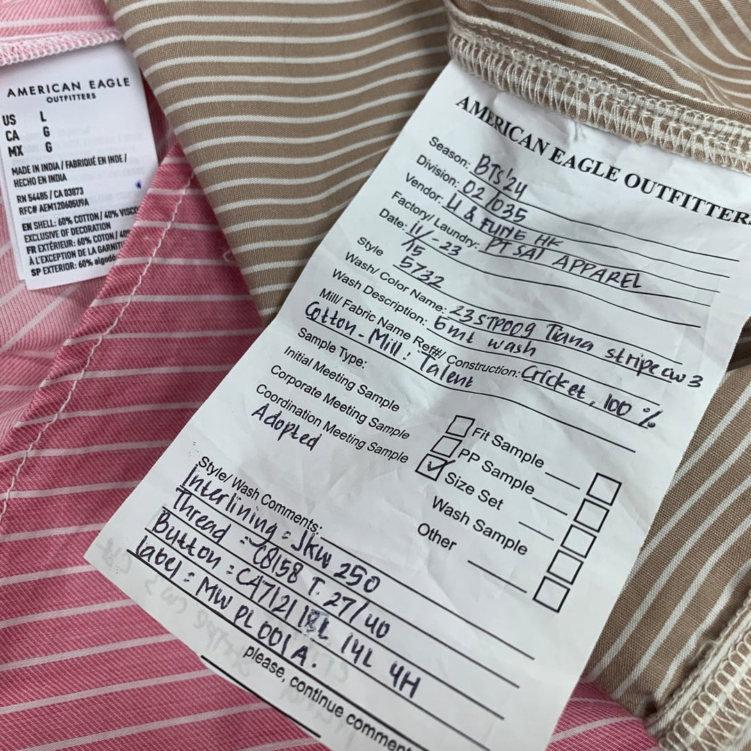 2 New American Eagle Womens Medium Striped Long Sleeve Button Down Shirts