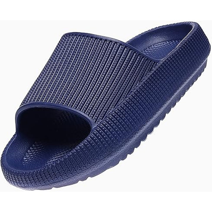 New Rosyclo Toddler Kids Size 6 Navy Blue Slide On Flip Flop Wide Band Sandals