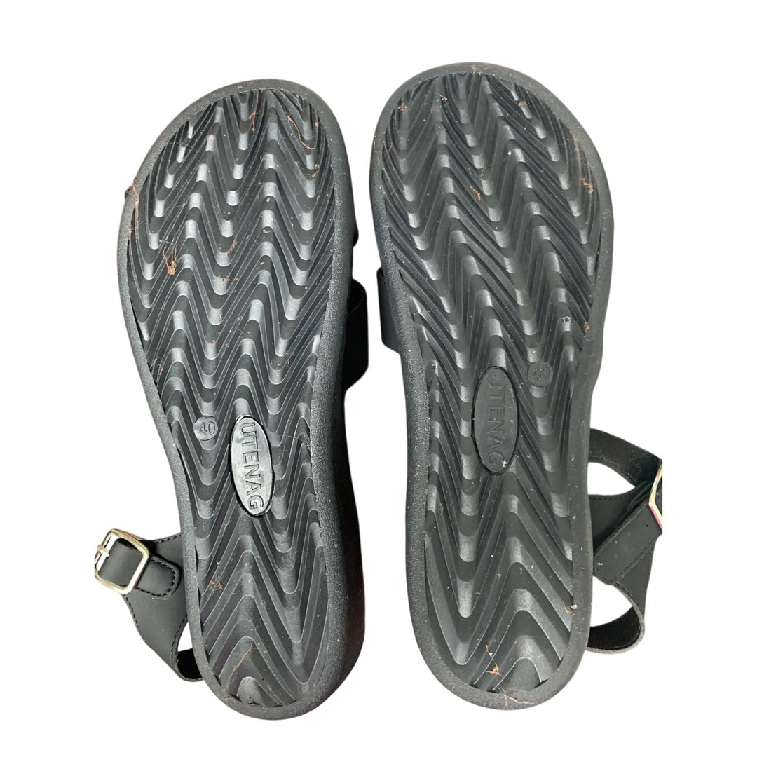 Utenag Womens Size 9.5 Black Open Toe Buckle Strap Comfort Flat Walking Sandals