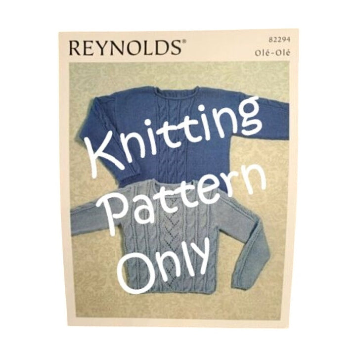 New Reynolds Yarns Ole-Ole 82294 Cable &amp; Lace Pullover Knitting Pattern New