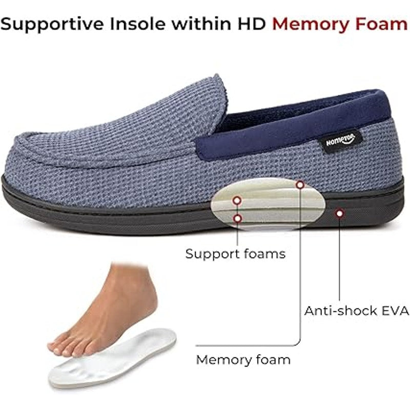 New HomeTop Mens 11 Denim Blue Memory Foam Non Slip Machine Washable Slippers