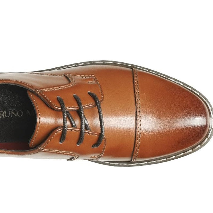 Bruno Marc Big Kid Boys Size 4 Brown Lace Up Faux Leather Oxford Formal Shoes