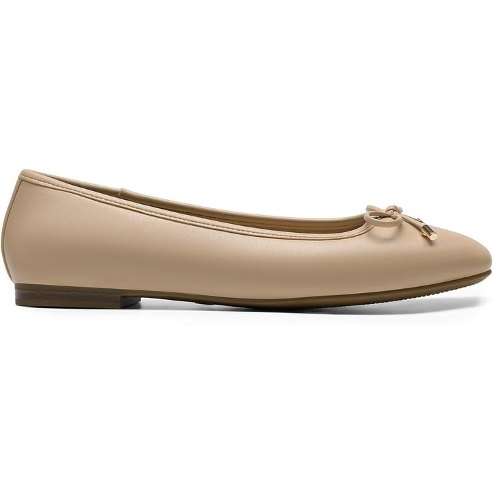 Dream Pairs Womens 6 Tan Square Closed Toe Slide On Bow Ballerina Ballet Flats