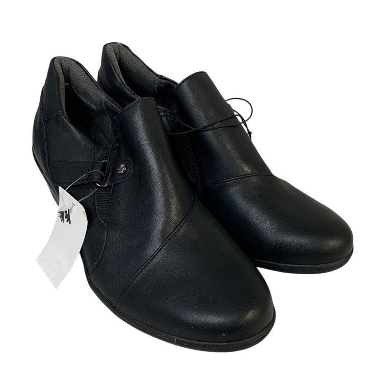 New JBU Women Size 8 Black Faux Leather Kyley Hook Loop Adjustable Comfort Shoes