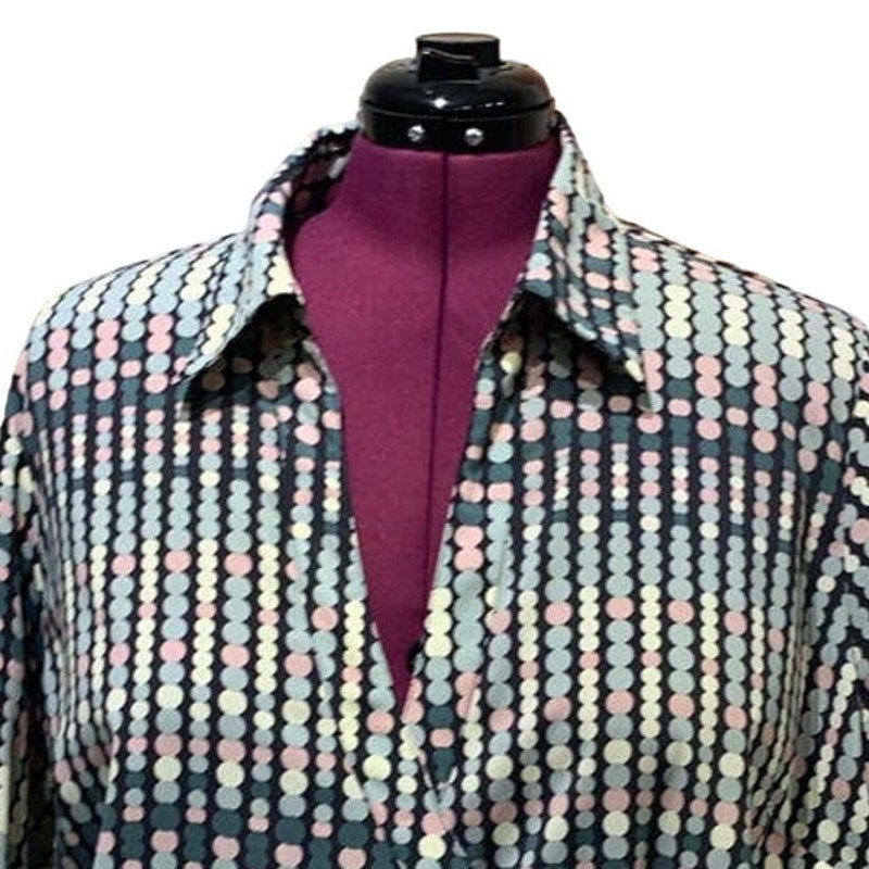 Ashley Stewart Plus Size 22 Polka Dot Long Sleeve Career Wrap Blouse Top