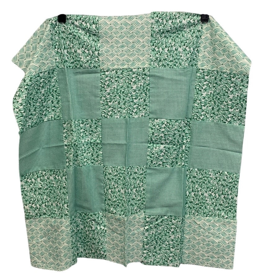 Hand-Sewn Green Gingham &amp; Ivy Cotton Quilt Square, 26 × 26 Inches