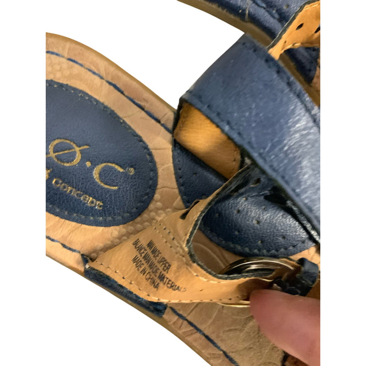 BOC Born Concept US 6M Blue Cutout T-Strap Sandals Flats Summer Shoes