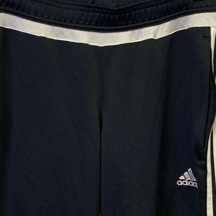 Adidas Womens Medium Black w White Stripe Athletic Fit Pants Ankle Zippers