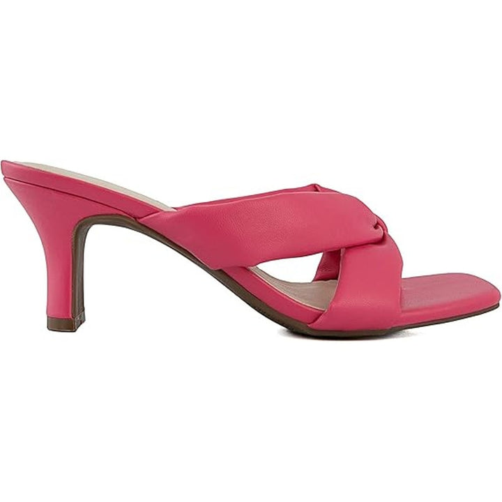 New London Fog Womens Size 7.5 Hot Pink Slide On Open Toe Louelle Dress Sandals