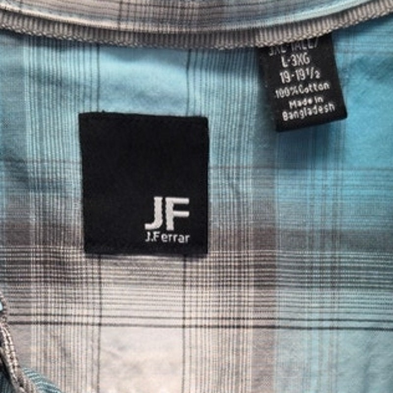 J Ferrar Mens 3XLT Cotton Short Sleeve Plaid Pearl Snap Up Shirt w Front Pockets