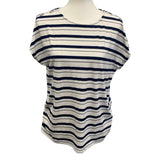 89th & Madison Womens Large Striped Top w Rhinestone Shoulder Accent Holes