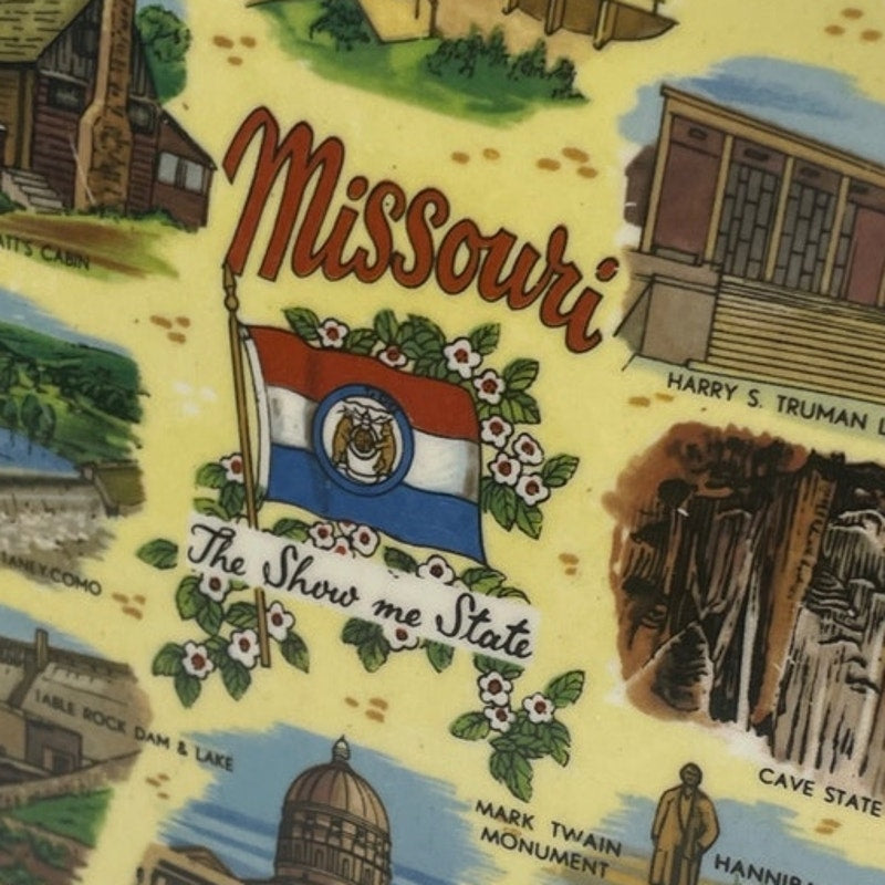 Vintage Missouri The Show Me State Floral Rim Ceramic Collector Plate