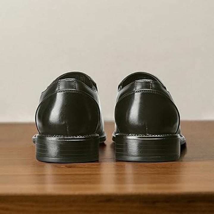 Bruno Marc Mens Size 7 Shiny Black Square Toe Dress Loafers Formal Shoes