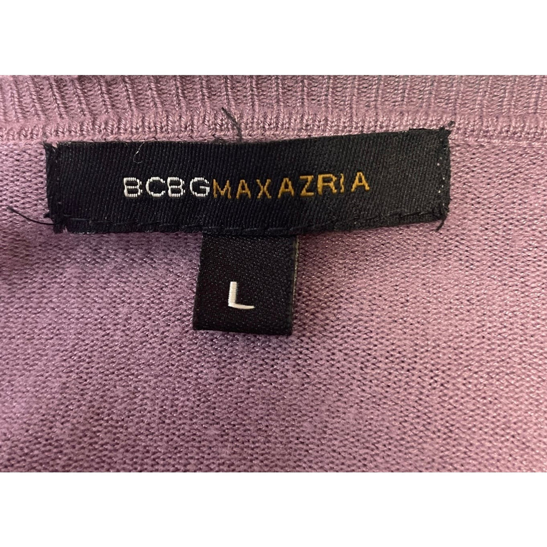 BCBG MaxAZRIA Womens Large Long Sleeve 3 Button V Neck Lightweight Sweater