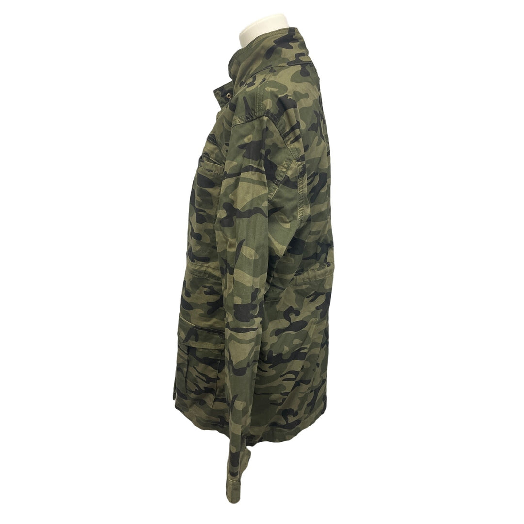 Serra Womens Large Camouflage Camo Long Sleeve Stretch Cotton Snap Up Jacket
