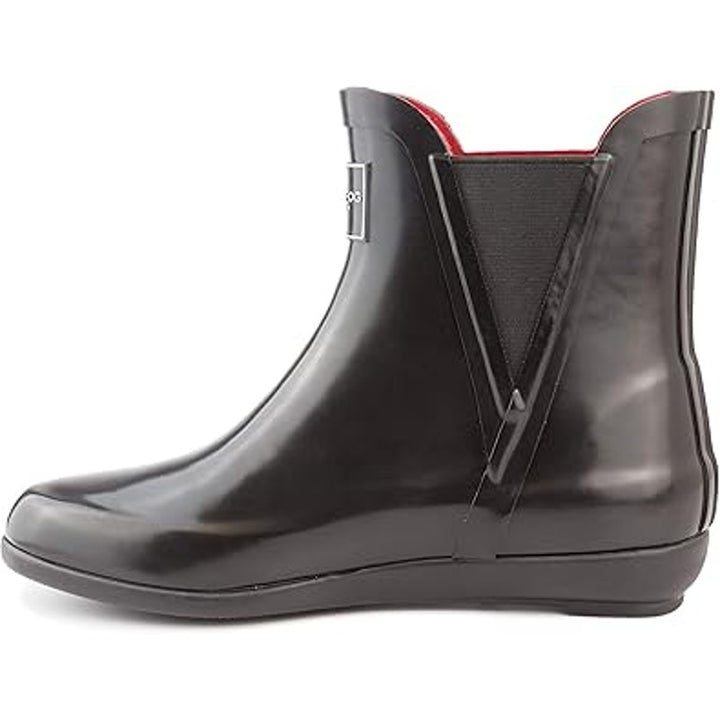 New London Fog Womens Size 8 Shiny Black Pull On Piccadilly Rain Boots Shoes