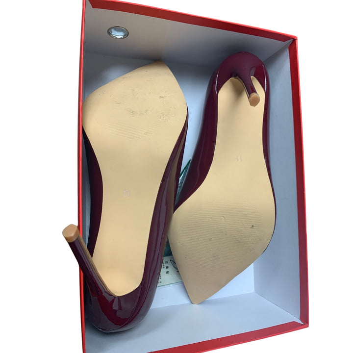 Qunvngutui Womens Size 11 Wine Red 5" High Heel Pointed Toe Stiletto Pumps Shoes