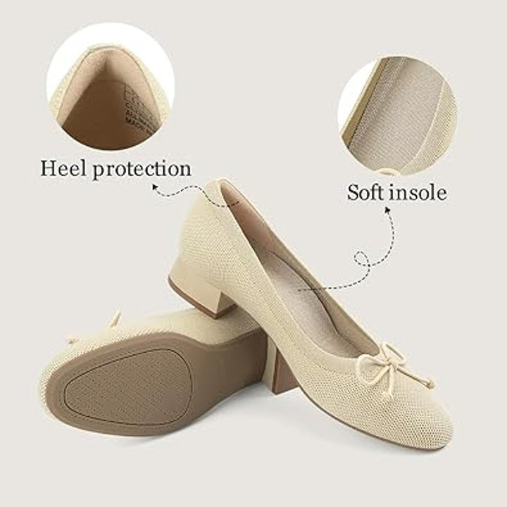 Jenn Ardor Womens Size 9.5 Tan Closed Toe Bow Low 1" Block Heel Slide On Shoes