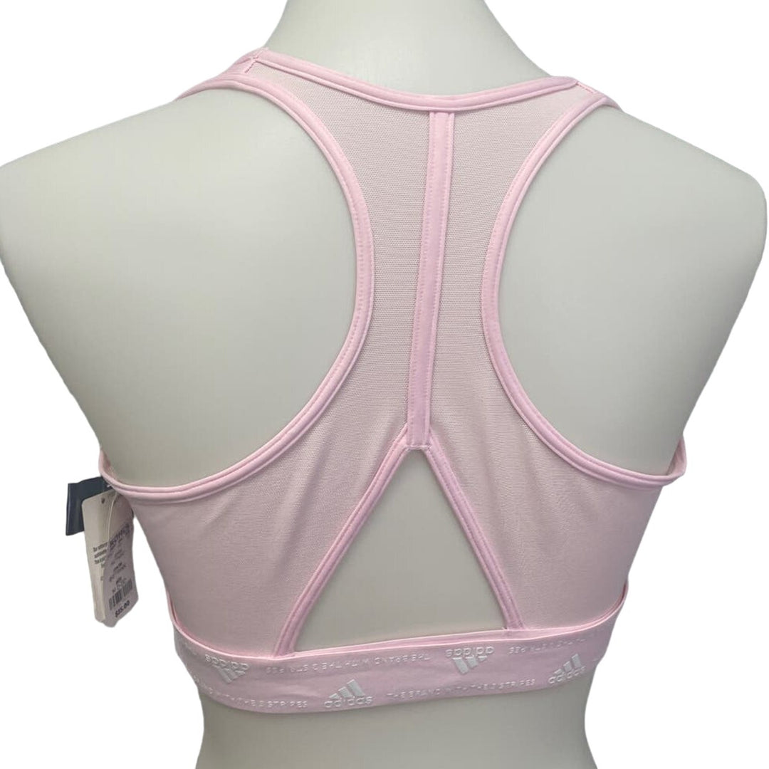 New Adidas Large 44DD Pink Medium Support Removeable Pads Training Sports Bra