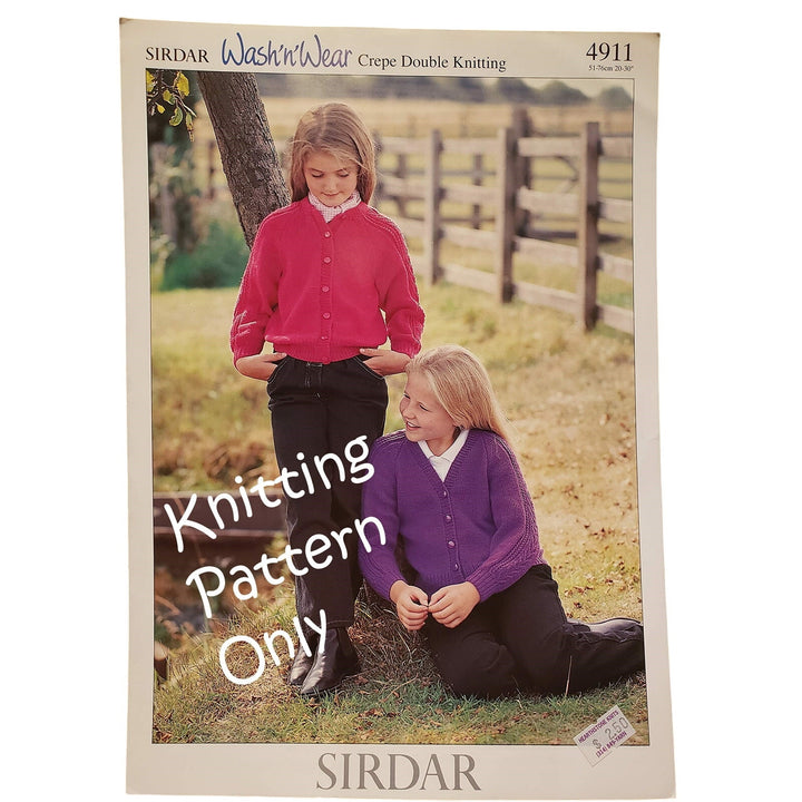 New Sirdar 4911 Wash N Wear Crepe Child Cardigan Sweater Knitting Pattern