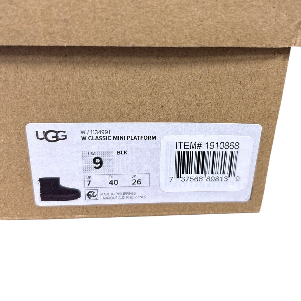 New In Box UGG Womens Size 9 Classic Mini Platform Suede Slide On Winter Boots