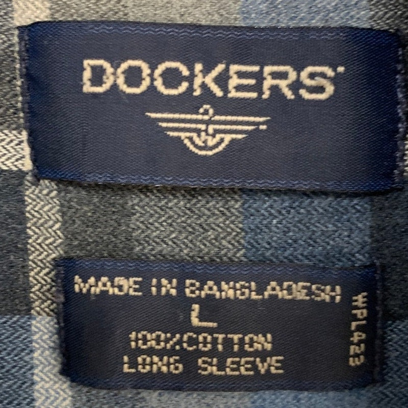 Lot of 2 Dockers Mens Large Blue Plaid Long Sleeve Collared Button Up Shirts