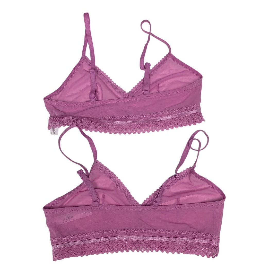 2 NWT New Auden Small Mauve Adjustable Straps Unlined Lace Lacy Bra Bralettes