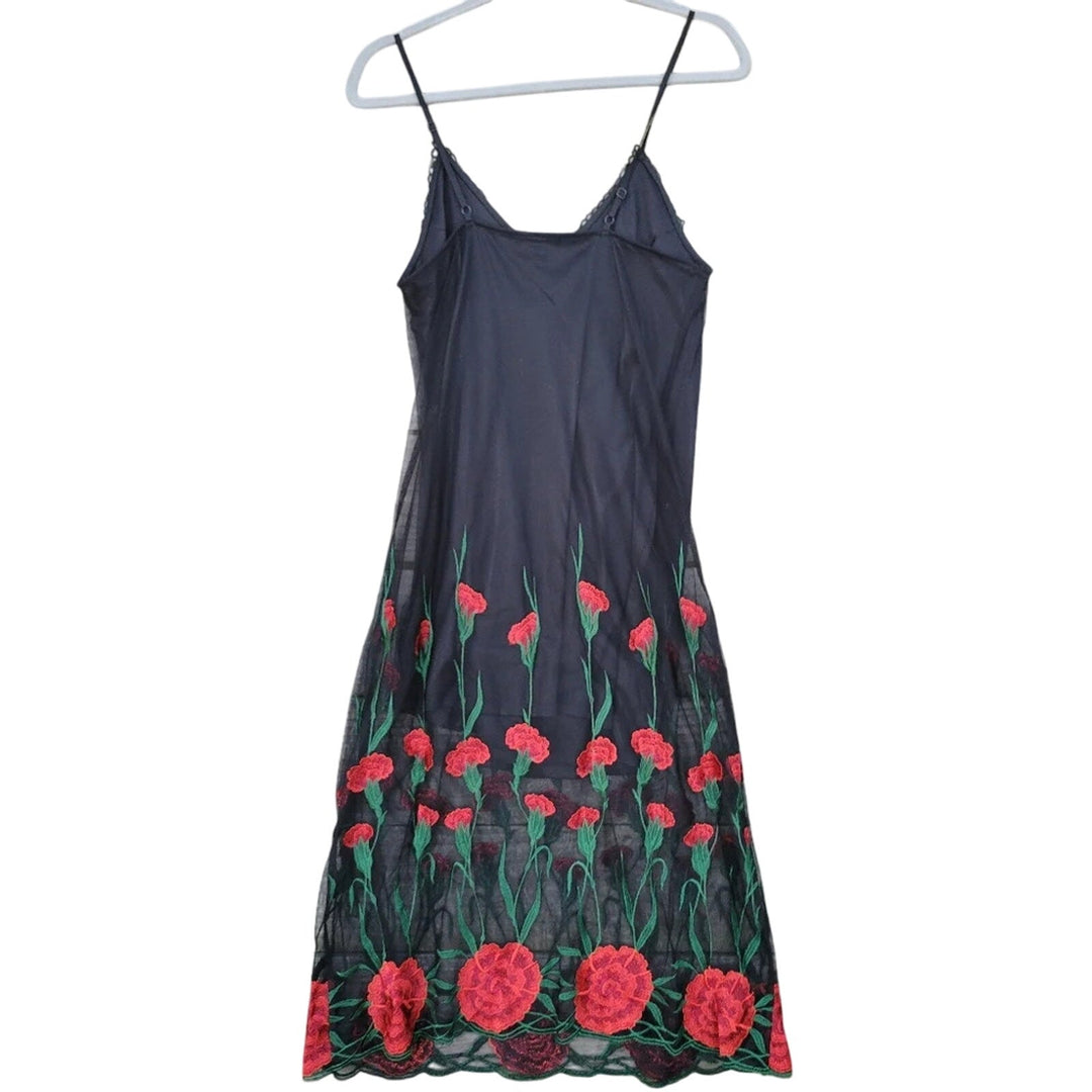 New Forever 21 Womens Small Floral Lacy Lined Thin Strap Sheer Layer Midi Dress