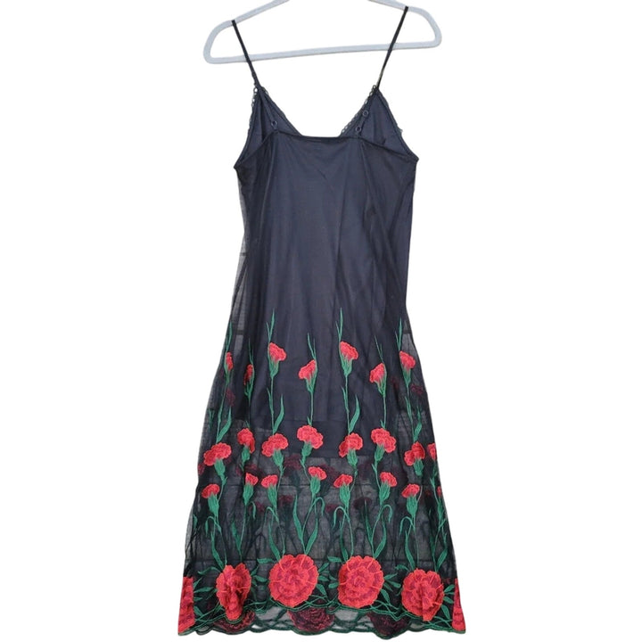 New Forever 21 Womens Small Floral Lacy Lined Thin Strap Sheer Layer Midi Dress