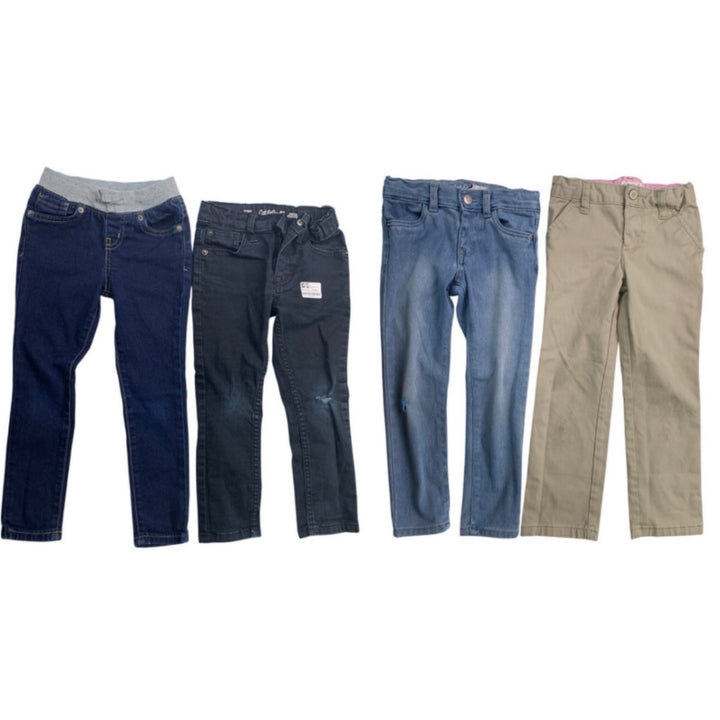 4 Cat &amp; Jack Girls Size 4 Adjustable Waist Denim Jegging Jeans Khaki Pants