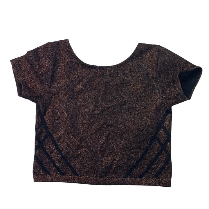 New Offline Womens XS Copper Metallic Short Sleeve Cropped Athletic Top