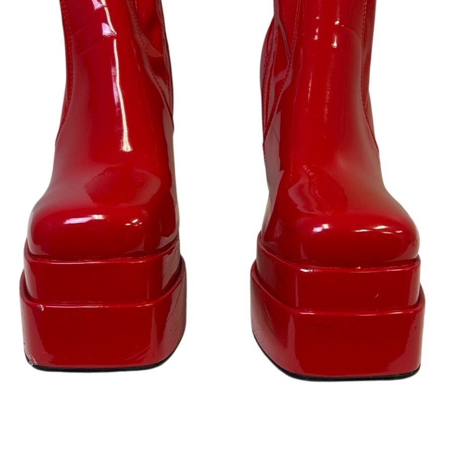 WetKiss Womens Size 6 Red 5.5" Platform Heels Knee High Gogo Boots Shoes