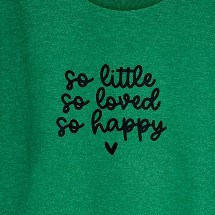 New Hand Printed Girls Medium So Little So Loved So Happy Short Sleeve Tee Shirt