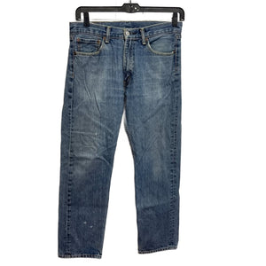 Levi's Mens 33 X 32 505 100% Cotton Regular Fit Straight Leg Denim Blue Jeans
